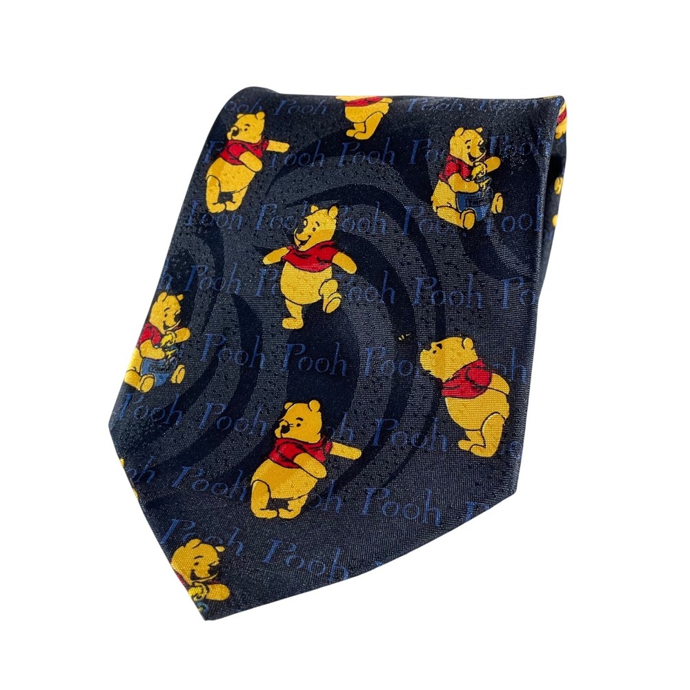 Disney Winnie the Pooh Tie Men Navy Blue Polyester Character Print Necktie